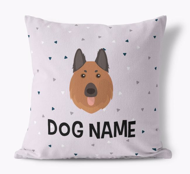 Triangle Pattern with {dogsName}'s Icon: Personalised Canvas Cushion